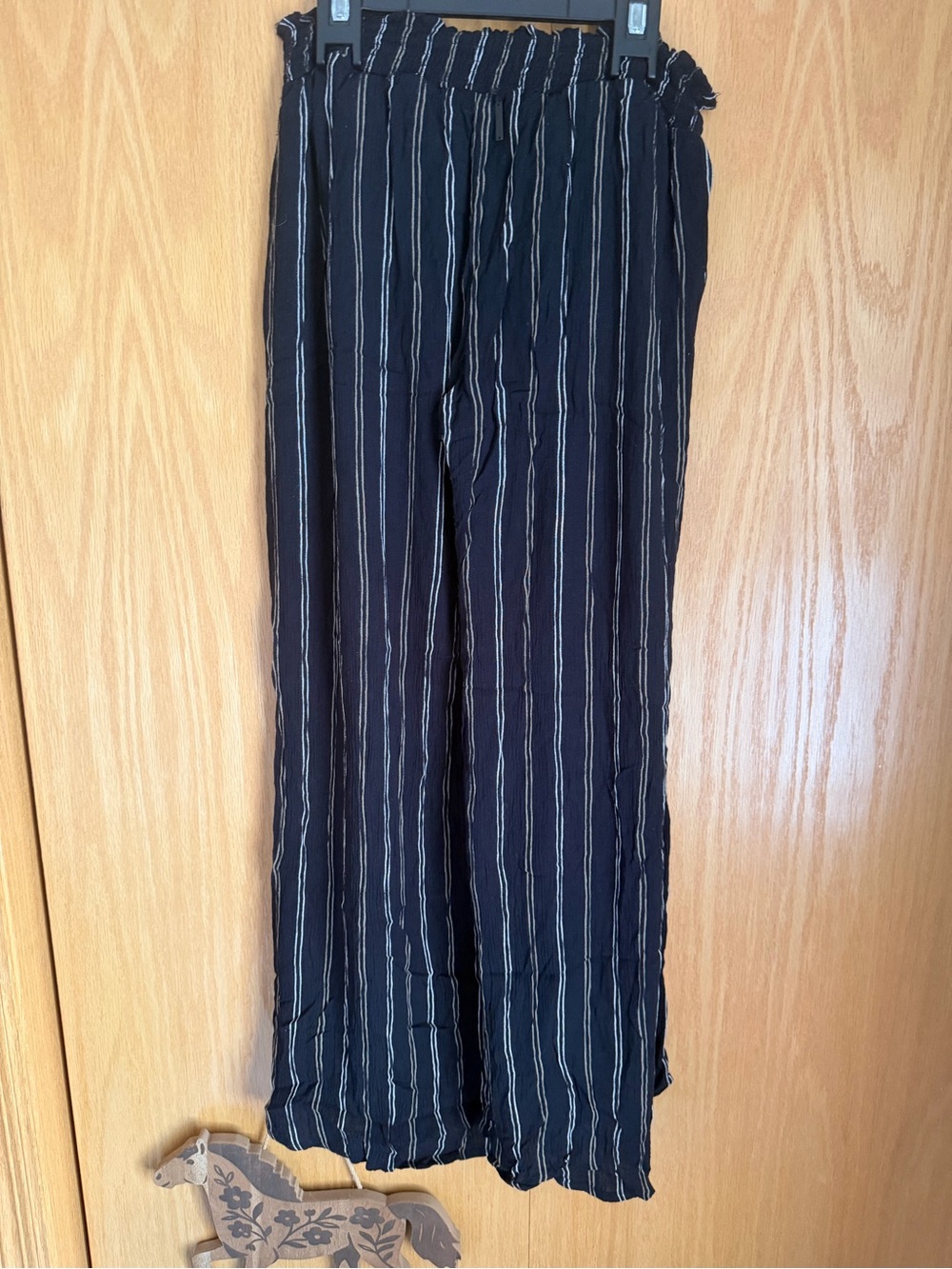 Billabong Black Vertical-Stripe Wide Leg Pants